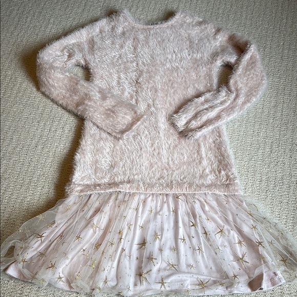 Imoga Girls Soft Pink Fuzzy Sweater Dress with Tuille sparkle skirt